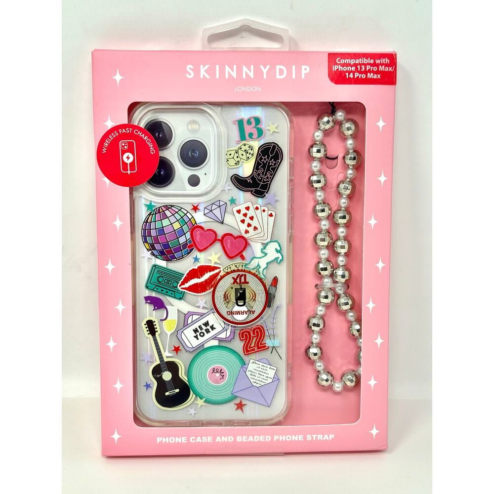 Skinnydip Disco Ball Guitar Cowgirl iPhone 13 / 14 Pro Max New York Beaded Strap